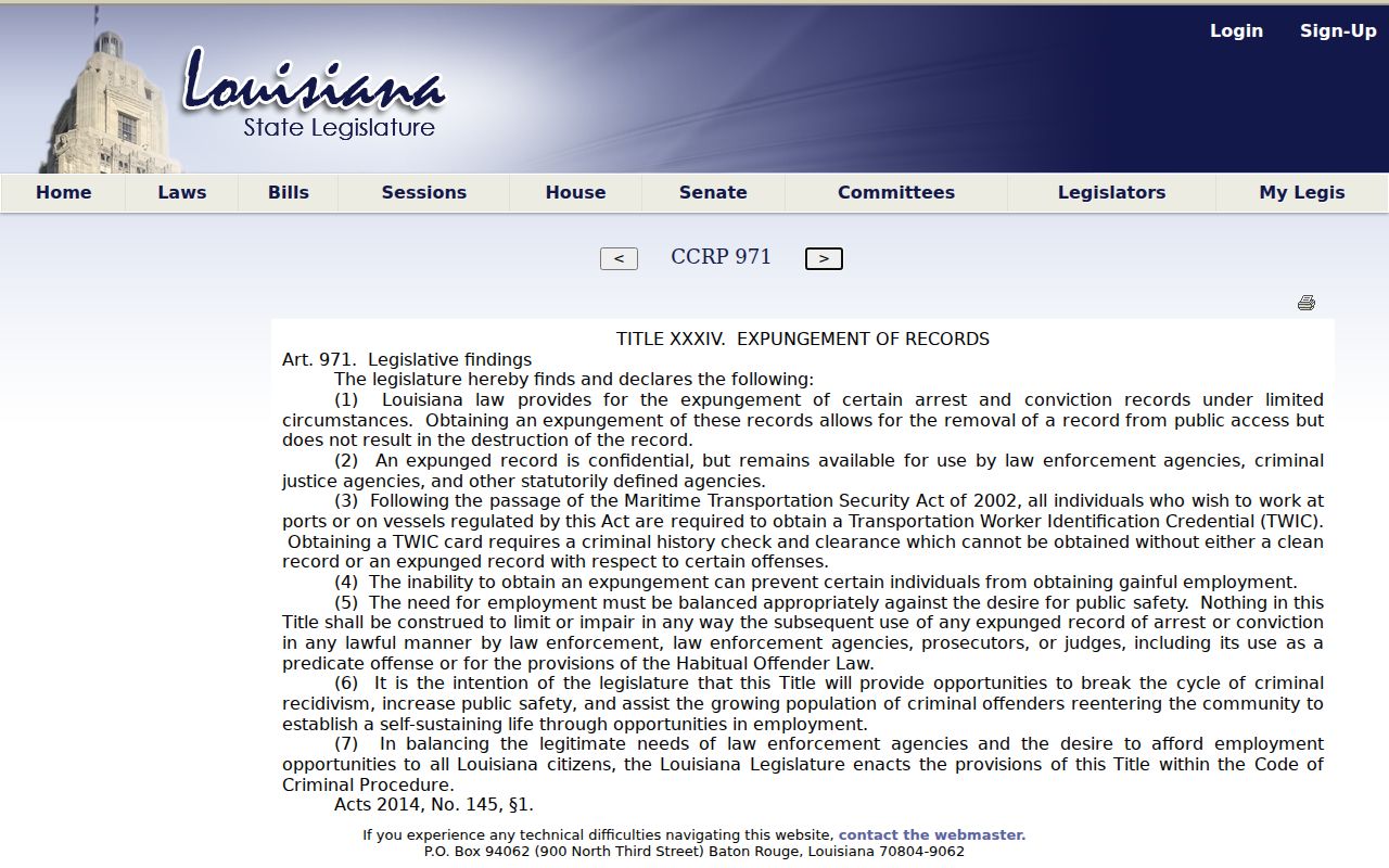 Amite criminal records and Louisiana expungement purpose law