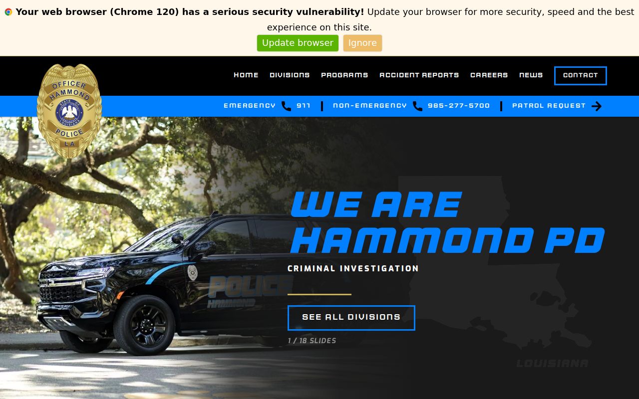 Hammond criminal records gateway at the Hammond Police Department