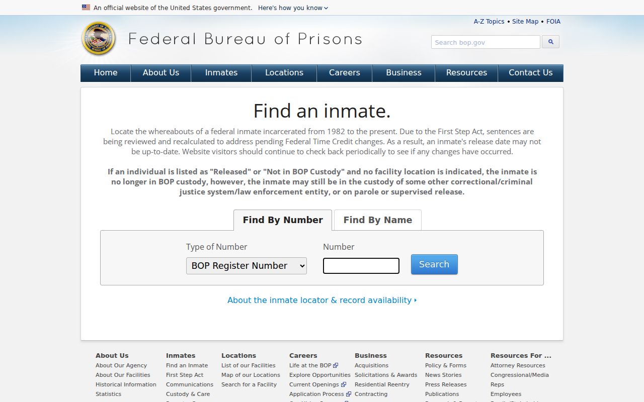 Tangipahoa Parish criminal history custody check through the federal prison locator