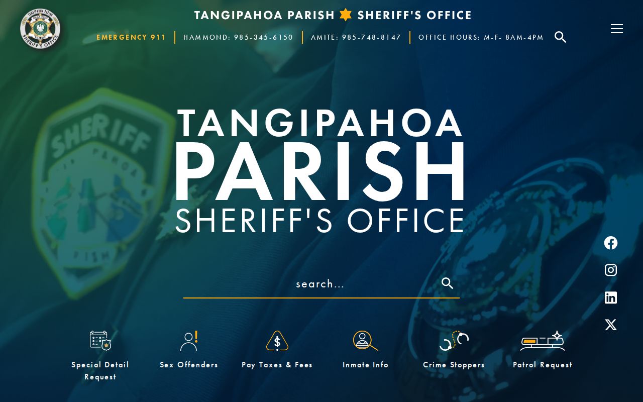 Tangipahoa Parish criminal records gateway at the Sheriff's Office