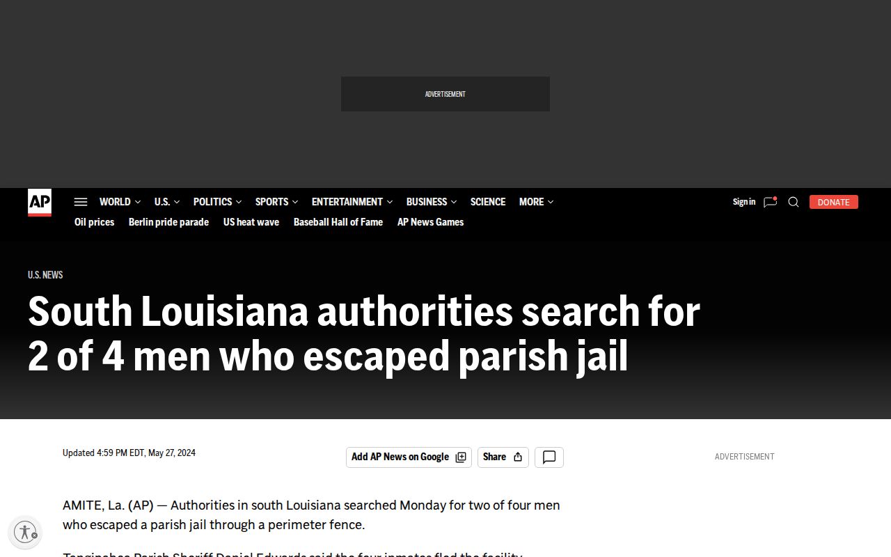 Tangipahoa Parish arrest records 2024 jail escape report