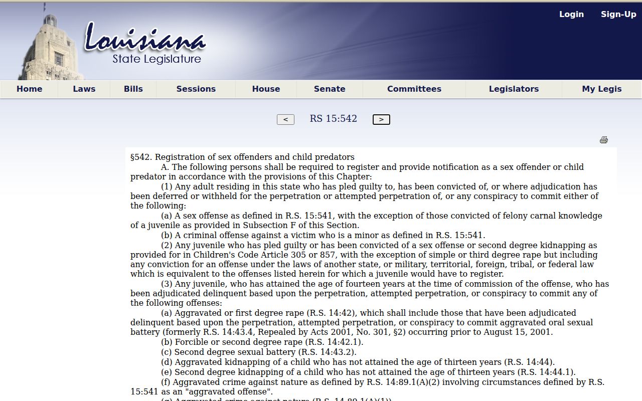 Tangipahoa Parish sex offender registration requirements under Louisiana law