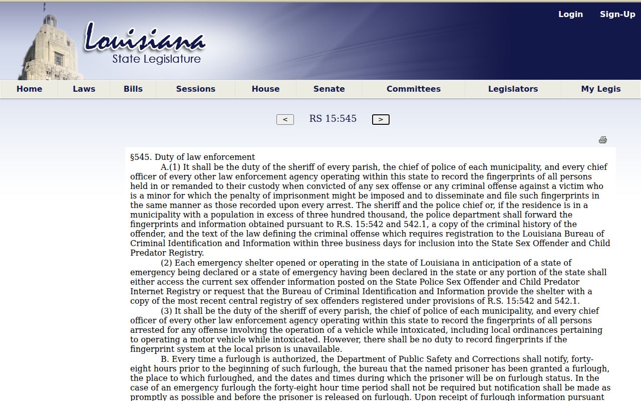 Tangipahoa Parish sex offender registry reporting duties under Louisiana law